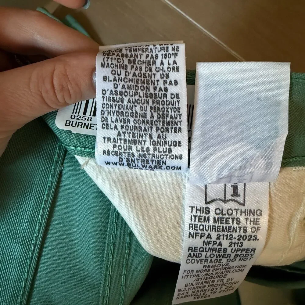 Bulwark RG03230 FR CAT 2 Pants 34x32 Green ATPV 12 NFPA 2112 NWOT Welder Molton